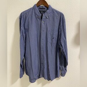 Nautica Men's cotton Blue Striped dress Shirt classic fit